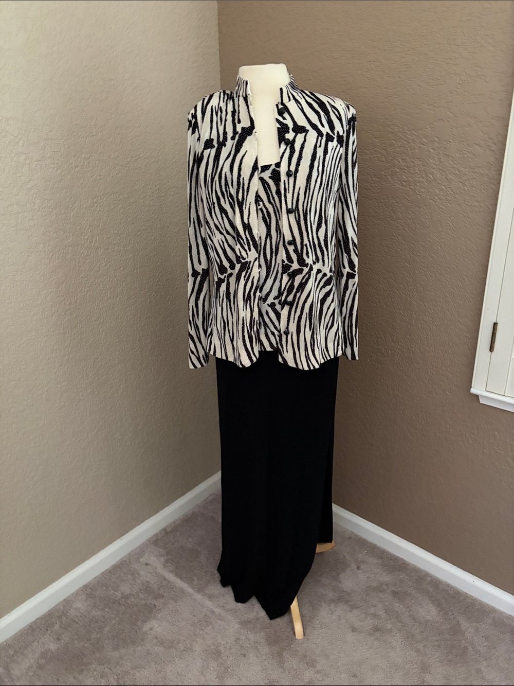 En Francais vintage Women's Black Maxi dress with Elegant Jacket size 8 exc Cond
